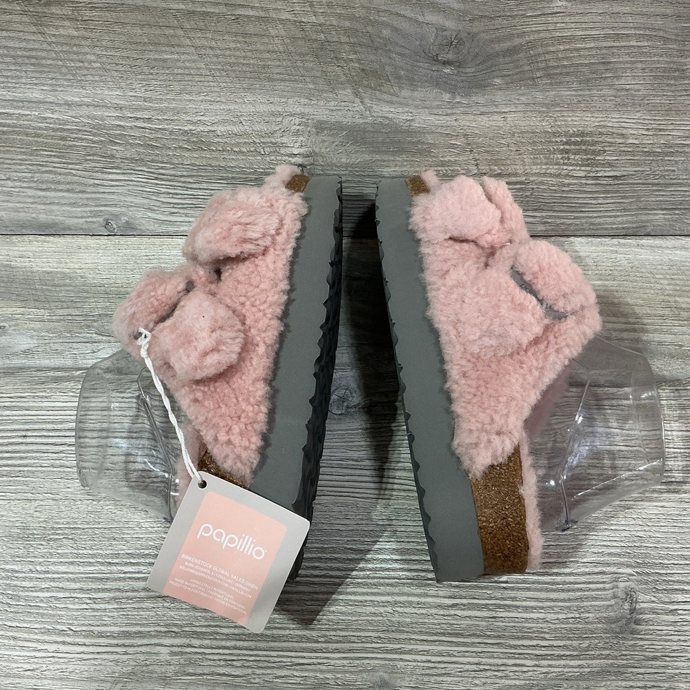 Birkenstock Papillio Arizona Big Buckle Pink Shearling Sandals Women's 39 EU 8 N - Picture 6 of 11